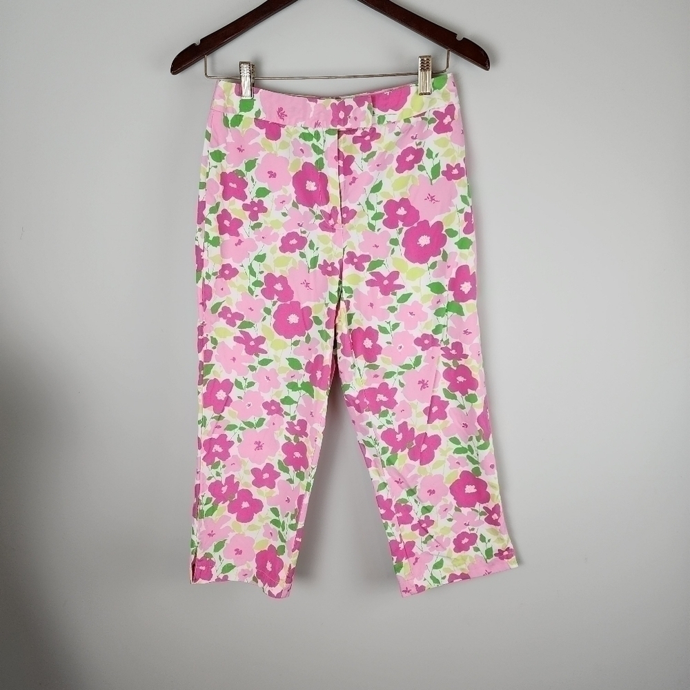 Liz Claiborne Liz Wear floral cotton capri pants size 4